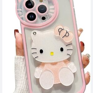 Cute Pink Hello Kitty IPhone 14 Max Phone Case With Mirror. Brand New